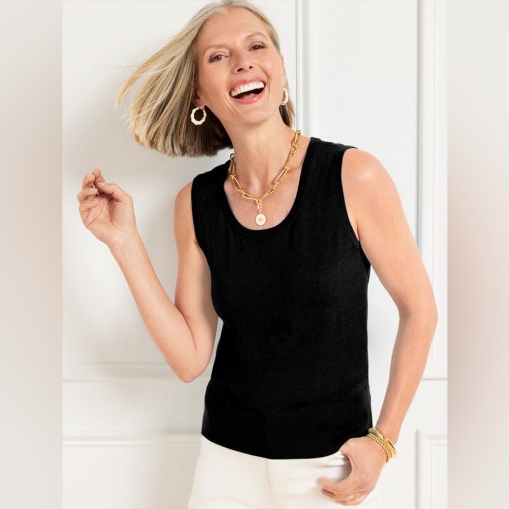 NWT Talbots Charming Sweater Shell Sleeveless Tank Top Black XL Petite XLP